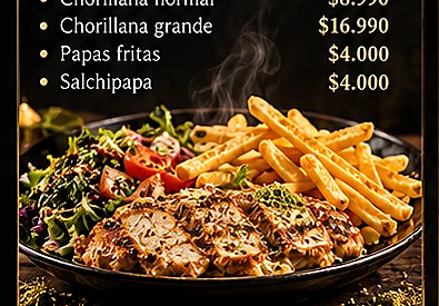 Colación de pollo con papas y ensalada